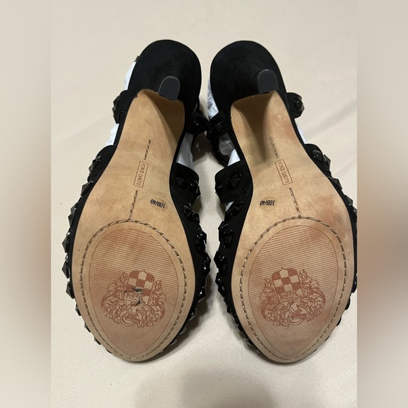 Vince Camuto Black Studded Suede Heels with Straps - Picture 8 of 9